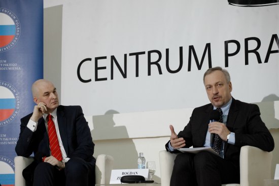 Dyrektor CPRDiP Sławomir Dębski i minister Bogdan Zdrojewski podczas konferencji fot. Danuta Matloch/MKiDN